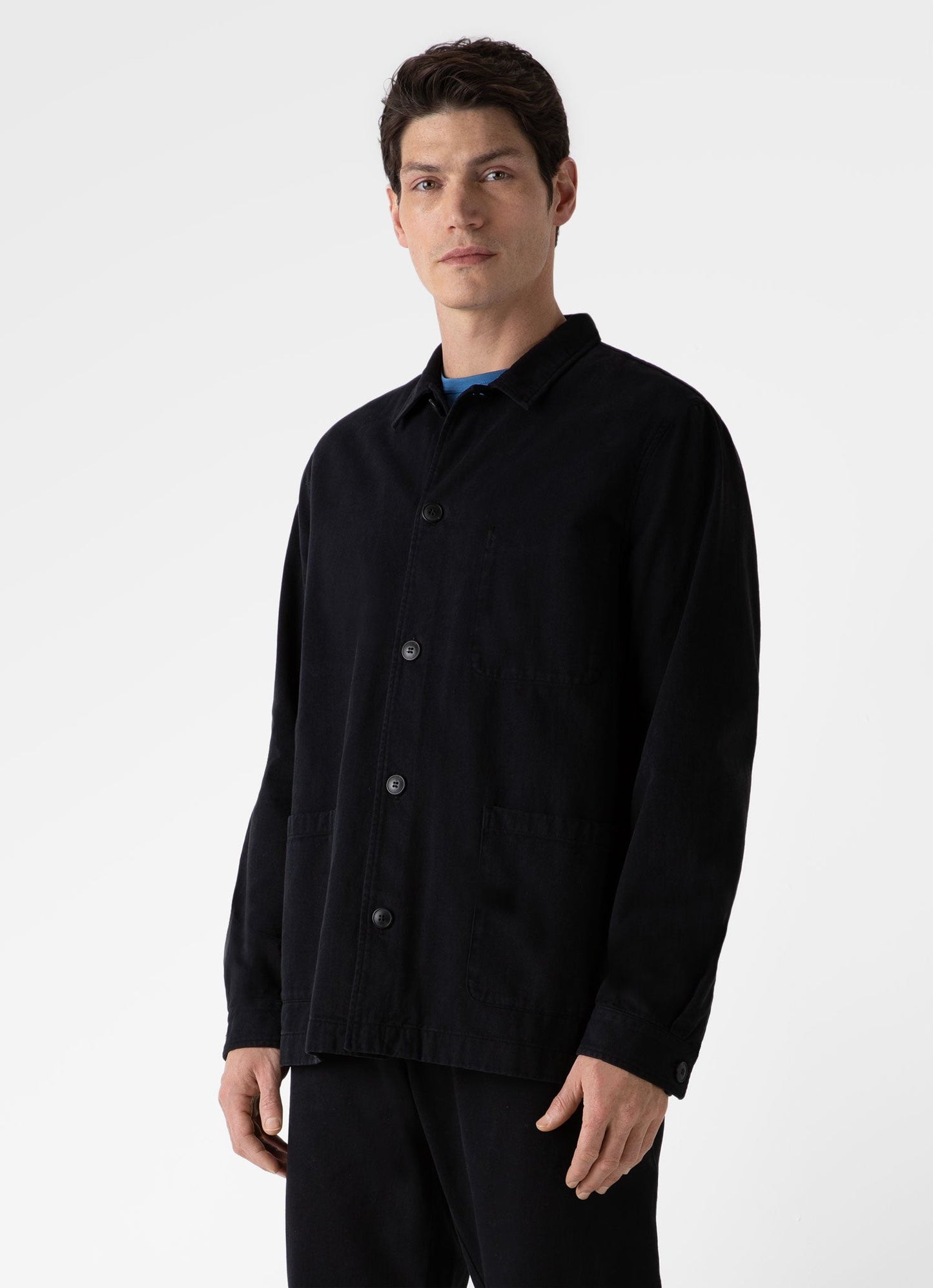 Mens Brushed Cotton Twin Pocket Jacket In Black Mjac7115 Bkaa