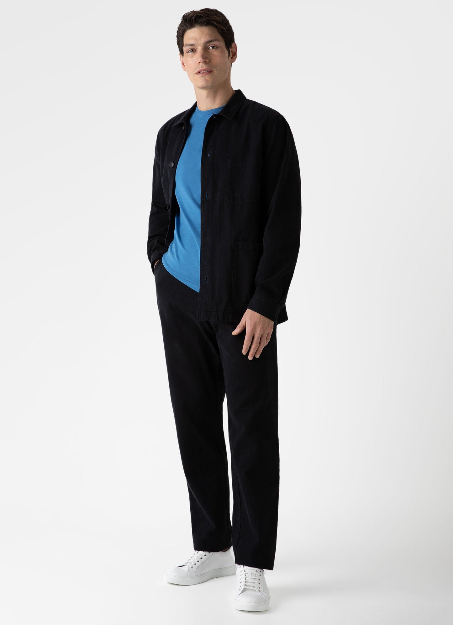 Mens Brushed Cotton Twin Pocket Jacket In Black Mjac7115 Bkaa