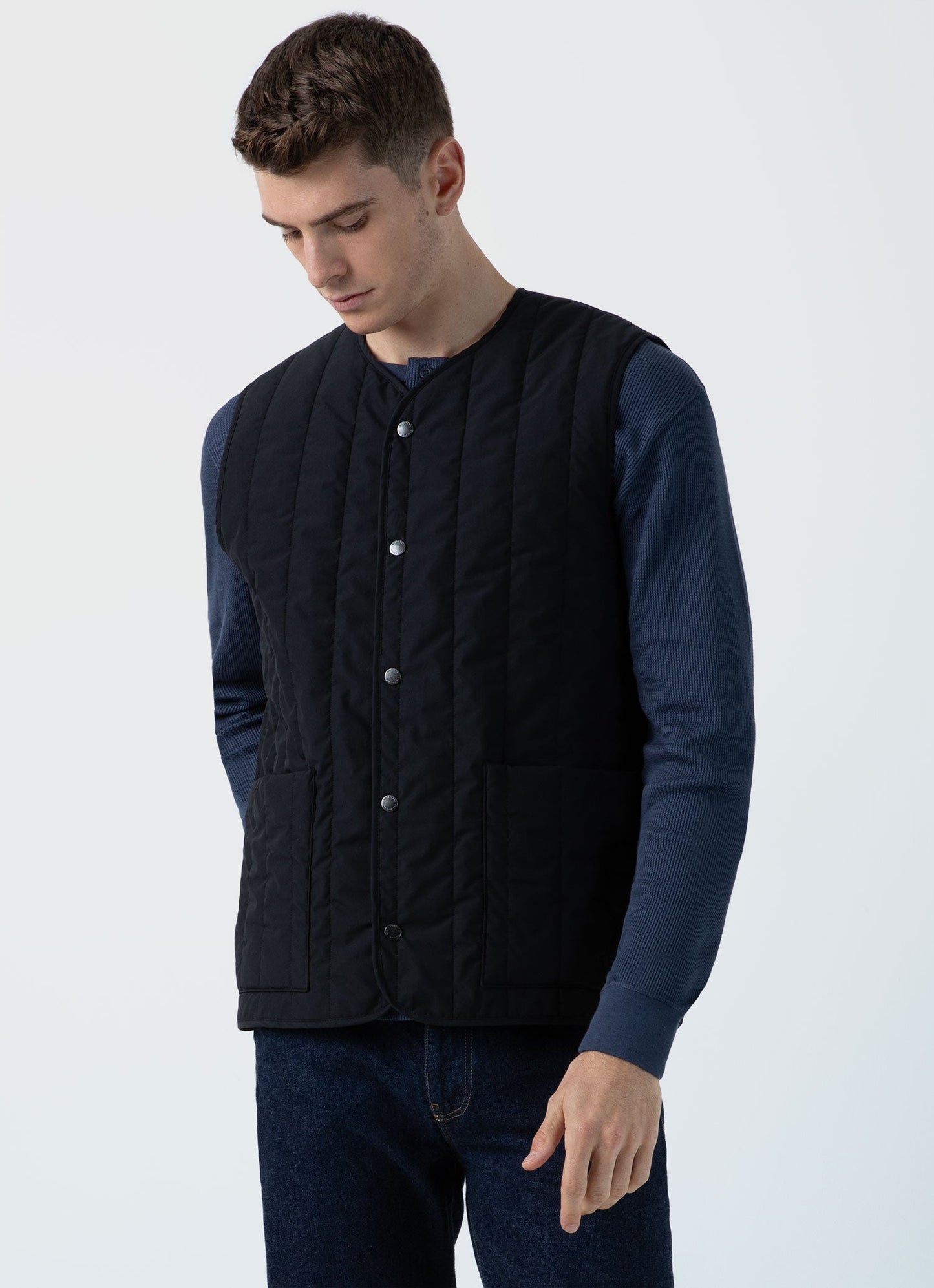 Mens Quilted Liner Gilet In Black Mjac7124 Bkaa