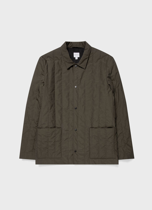 Mens Quilted Twin Pocket Jacket In Dark Olive Mjac7125 Gngw