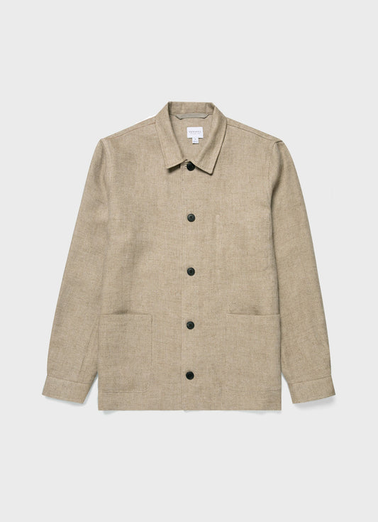Mens Hopsack Twin Pocket Jacket In Light Stone Mjac7140 Whbs