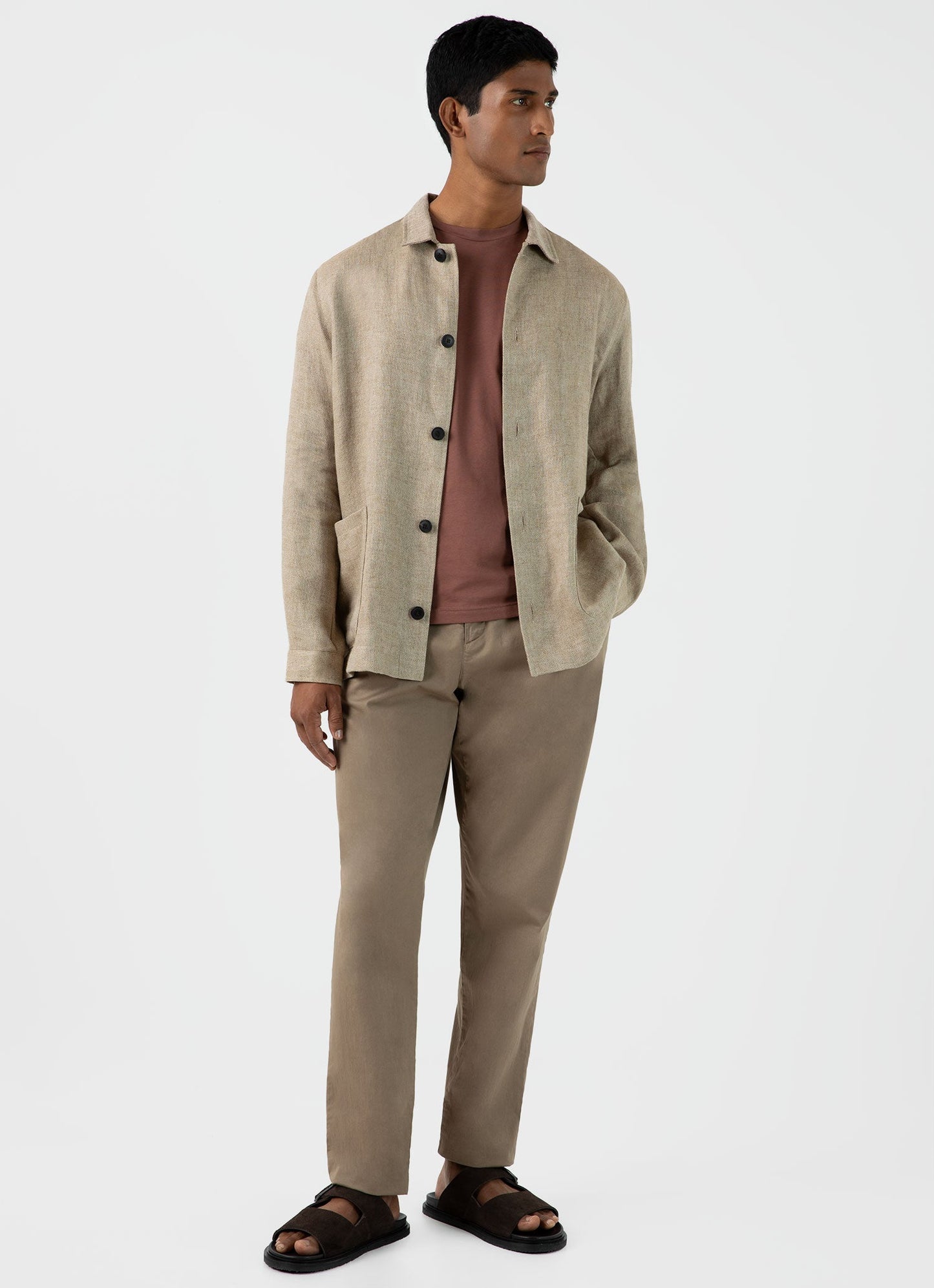 Mens Hopsack Twin Pocket Jacket In Light Stone Mjac7140 Whbs