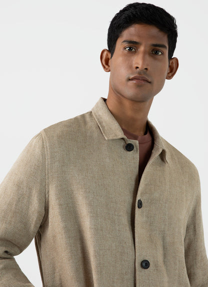 Mens Hopsack Twin Pocket Jacket In Light Stone Mjac7140 Whbs