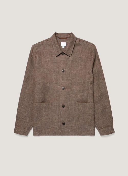 Mens Cotton Linen Twill Twin Pocket Jacket In Dark Cedar Mjac7166 Brgr