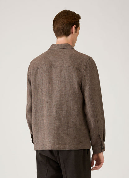 Mens Cotton Linen Twill Twin Pocket Jacket In Dark Cedar Mjac7166 Brgr