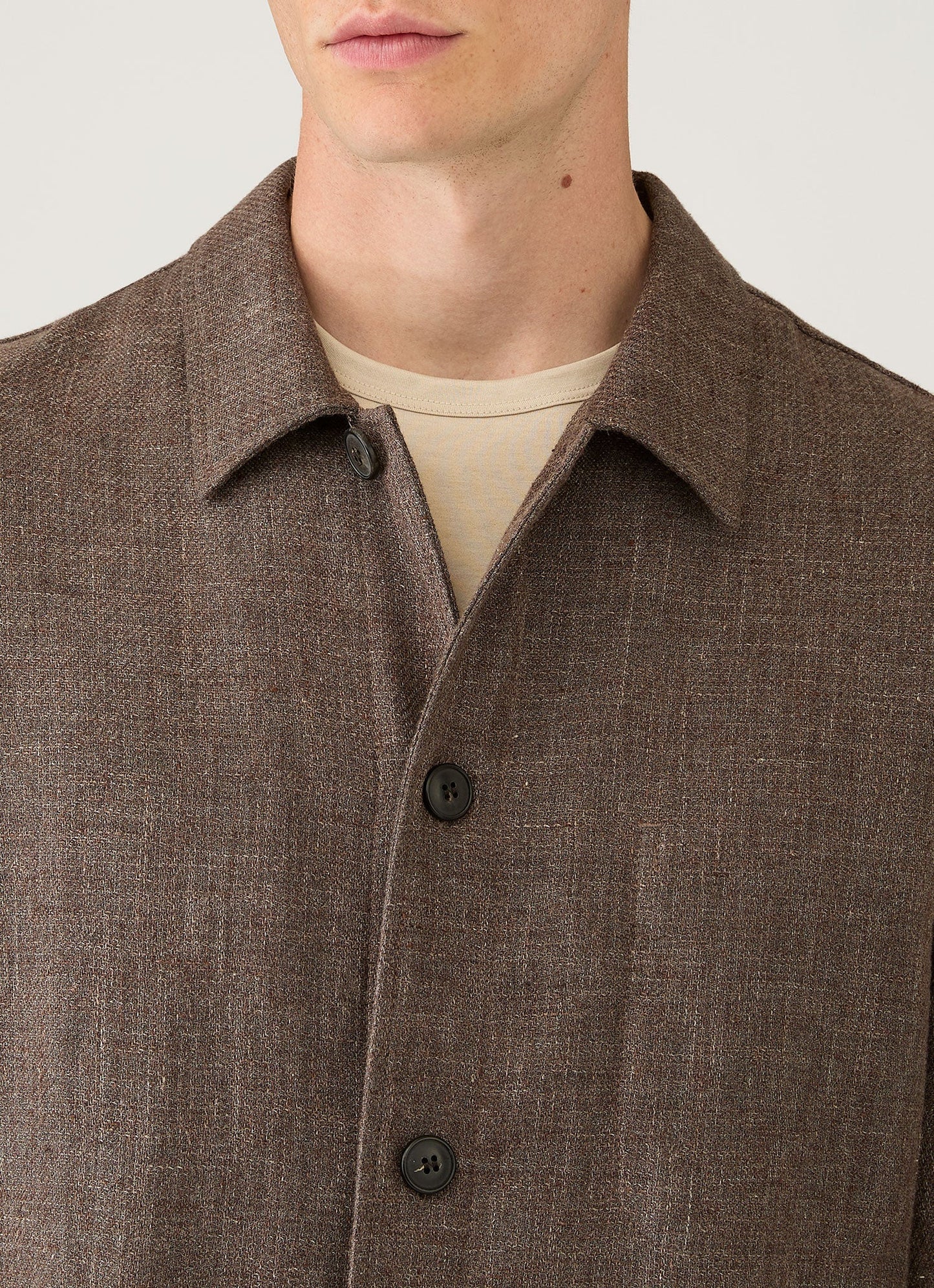 Mens Cotton Linen Twill Twin Pocket Jacket In Dark Cedar Mjac7166 Brgr