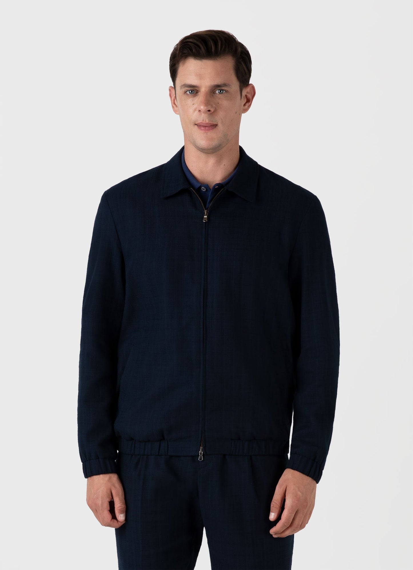Mens Cotton Raffia Blouson Jacket In Navy Mjac7167 Buaa