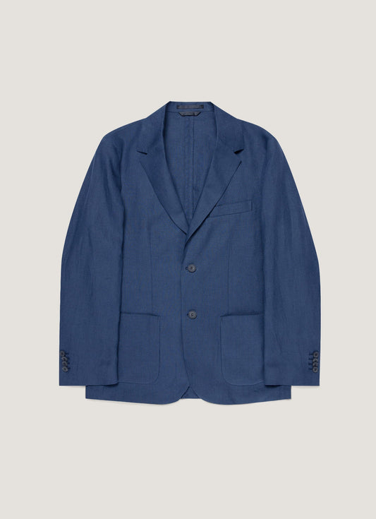 Mens Linen Blazer In Light Navy Mjac7186 Buaf