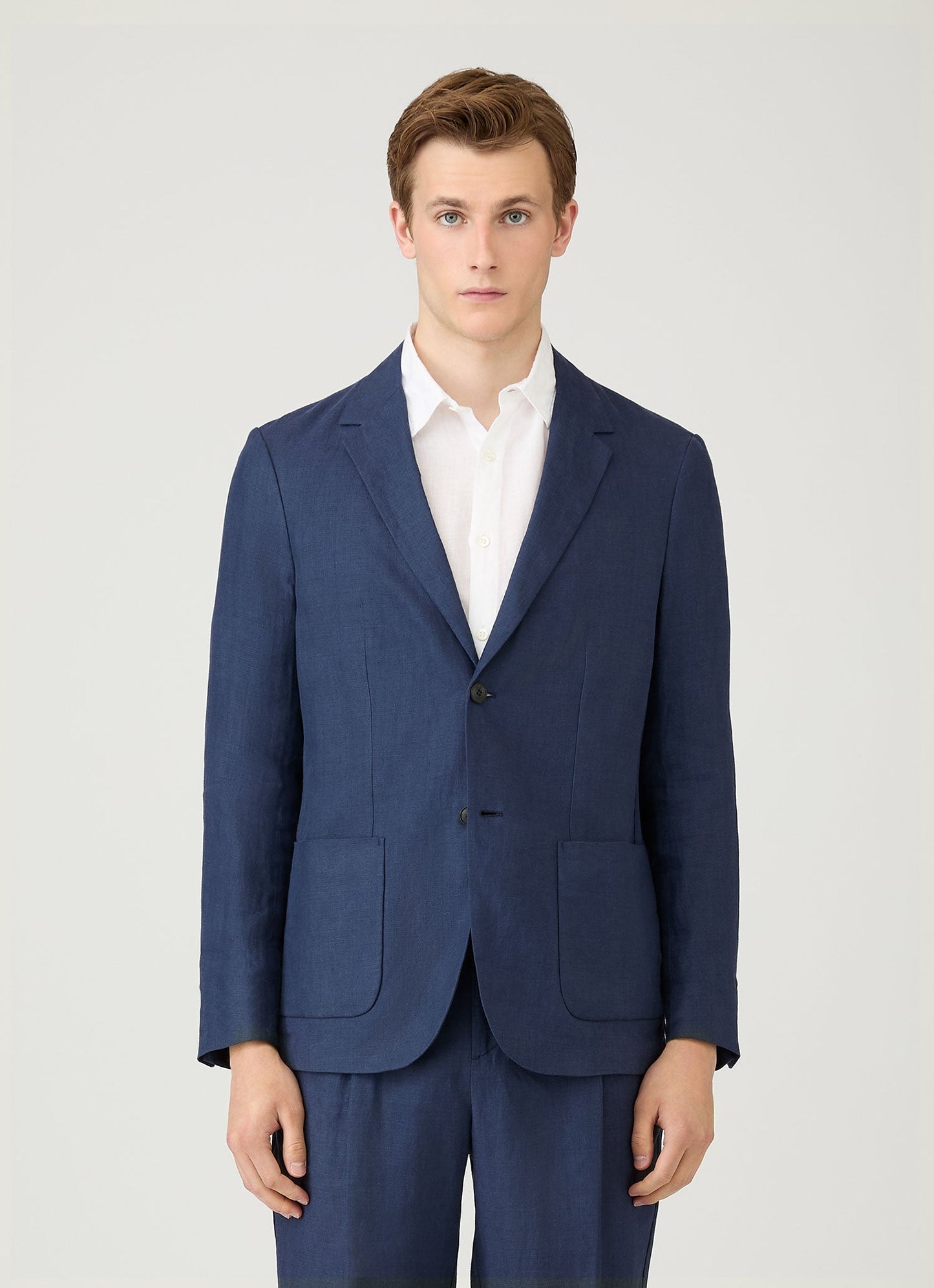 Mens Linen Blazer In Light Navy Mjac7186 Buaf