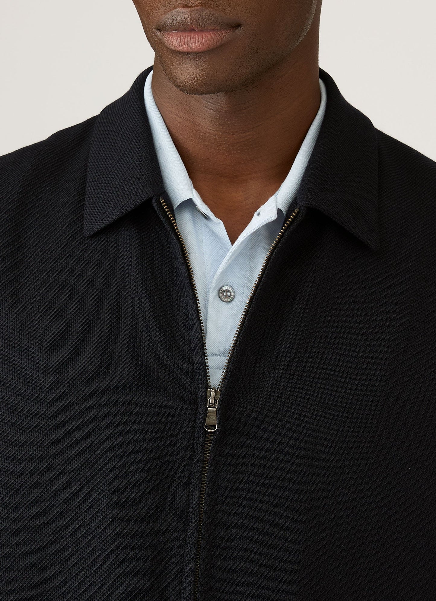 Mens Light Textured Wool Harrington Jacket In Navy Mjac7190 Buaa