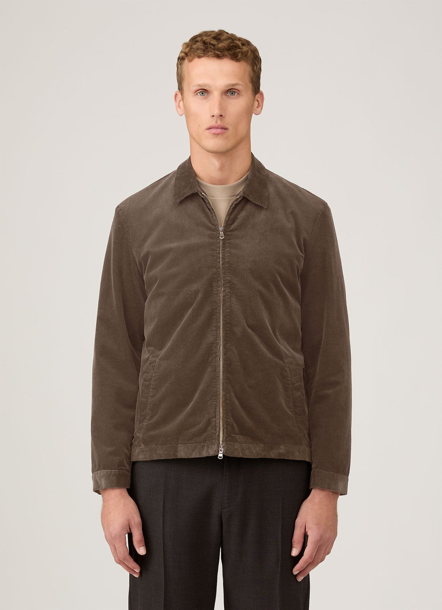Mens Corduroy Harrington Jacket In Bark Mjac7195 Brgc