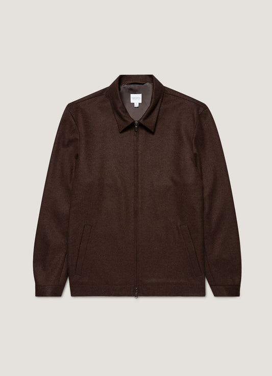 Mens Boiled Wool Harrington Jacket In Truffle Mjac7200 Brgd