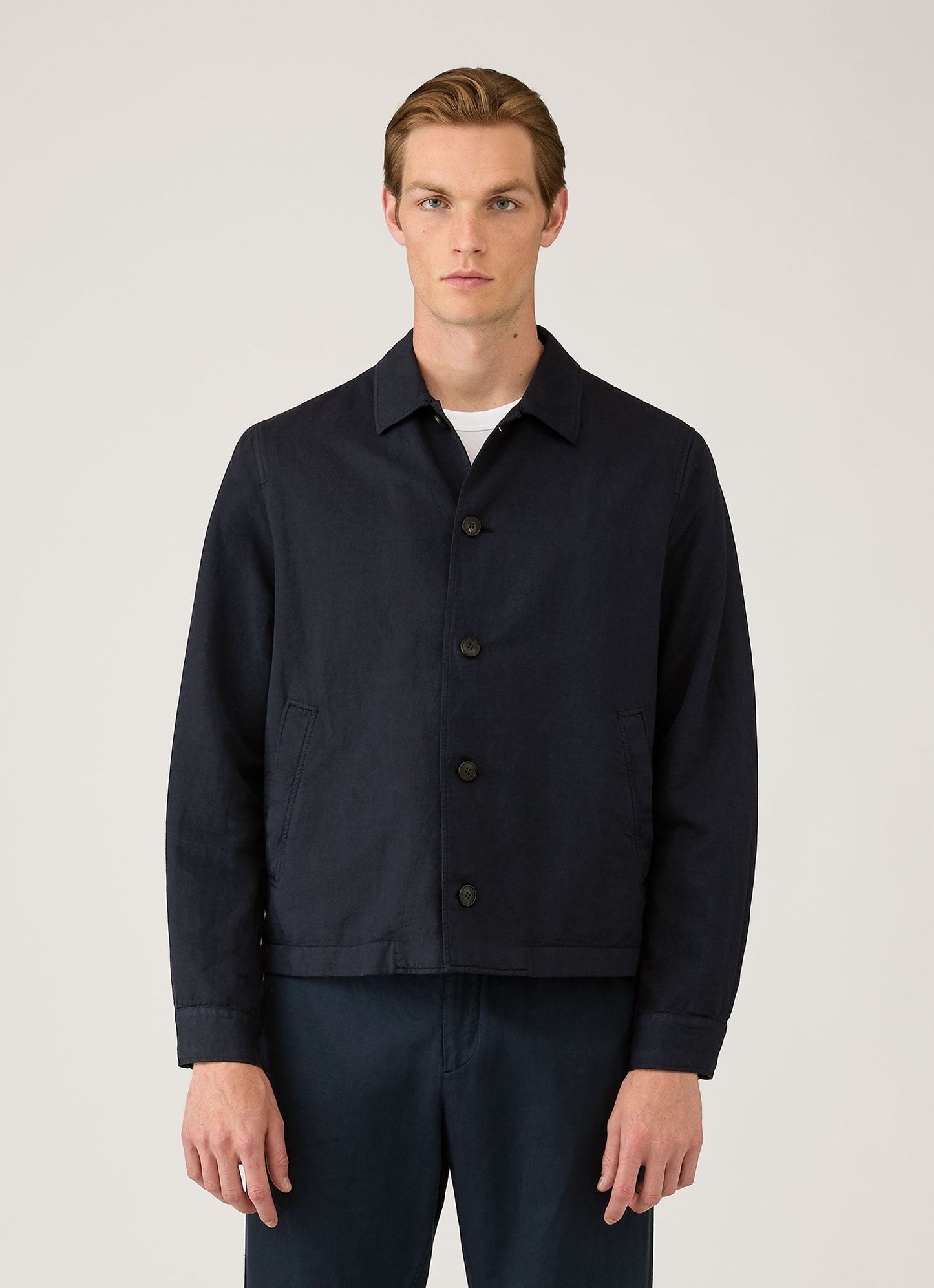 Mens Cotton Linen Jacket In Navy Mjac7207 Buaa