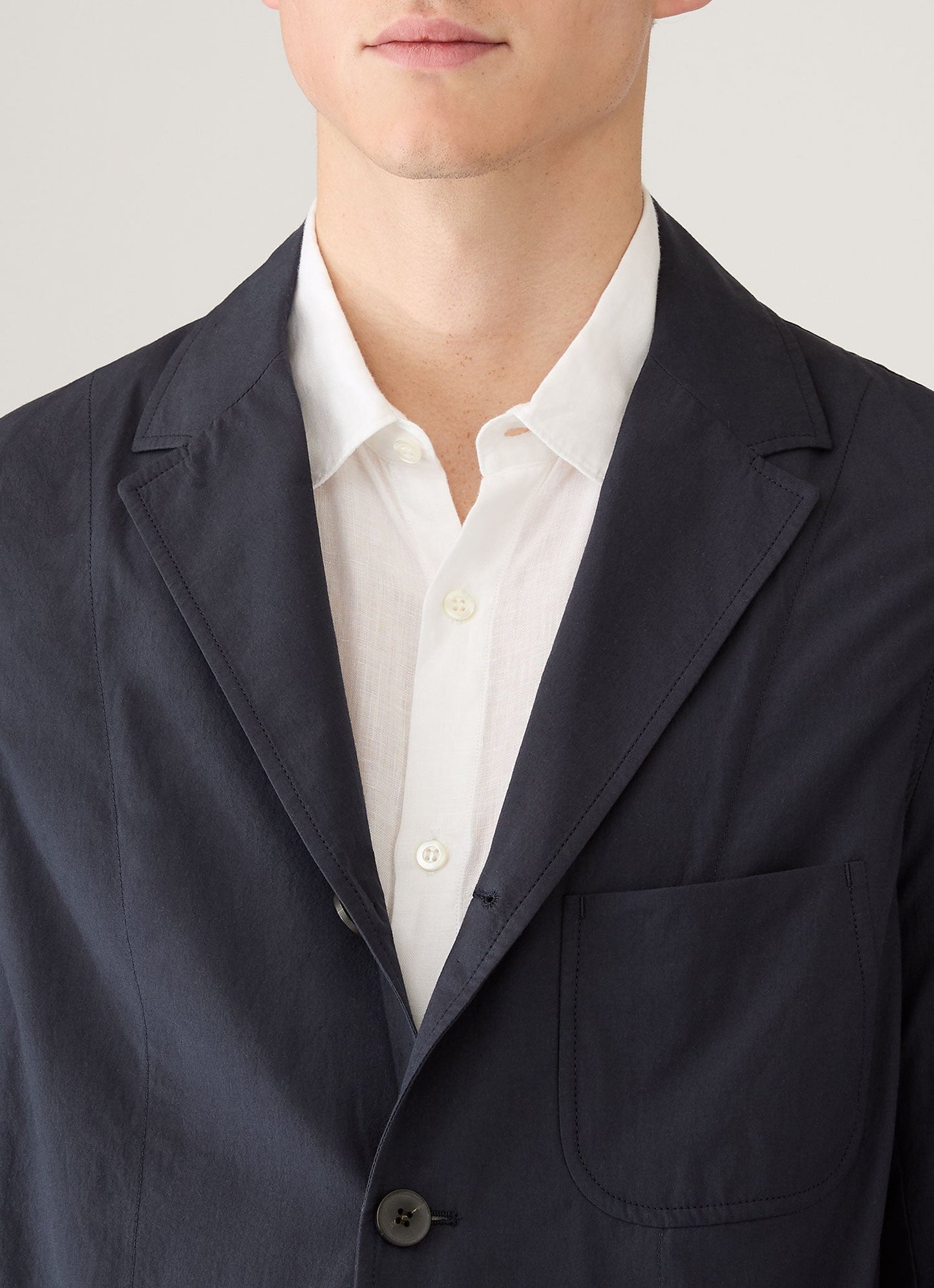 Mens Lightweight Cotton Poplin Jacket In Navy Mjac7209 Buaa