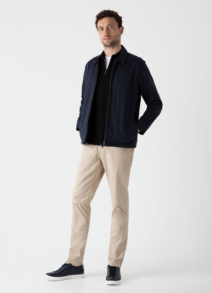Mens Fine Merino Wool Zip Cardigan In Black