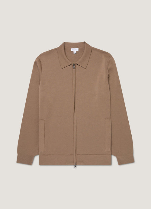 Mens Merino Milano Zip Jacket In Sandstone Mjac8297 Brfc