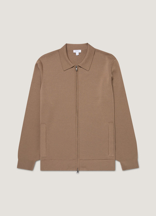 Mens Merino Milano Zip Jacket In Sandstone Mjac8297 Brfc