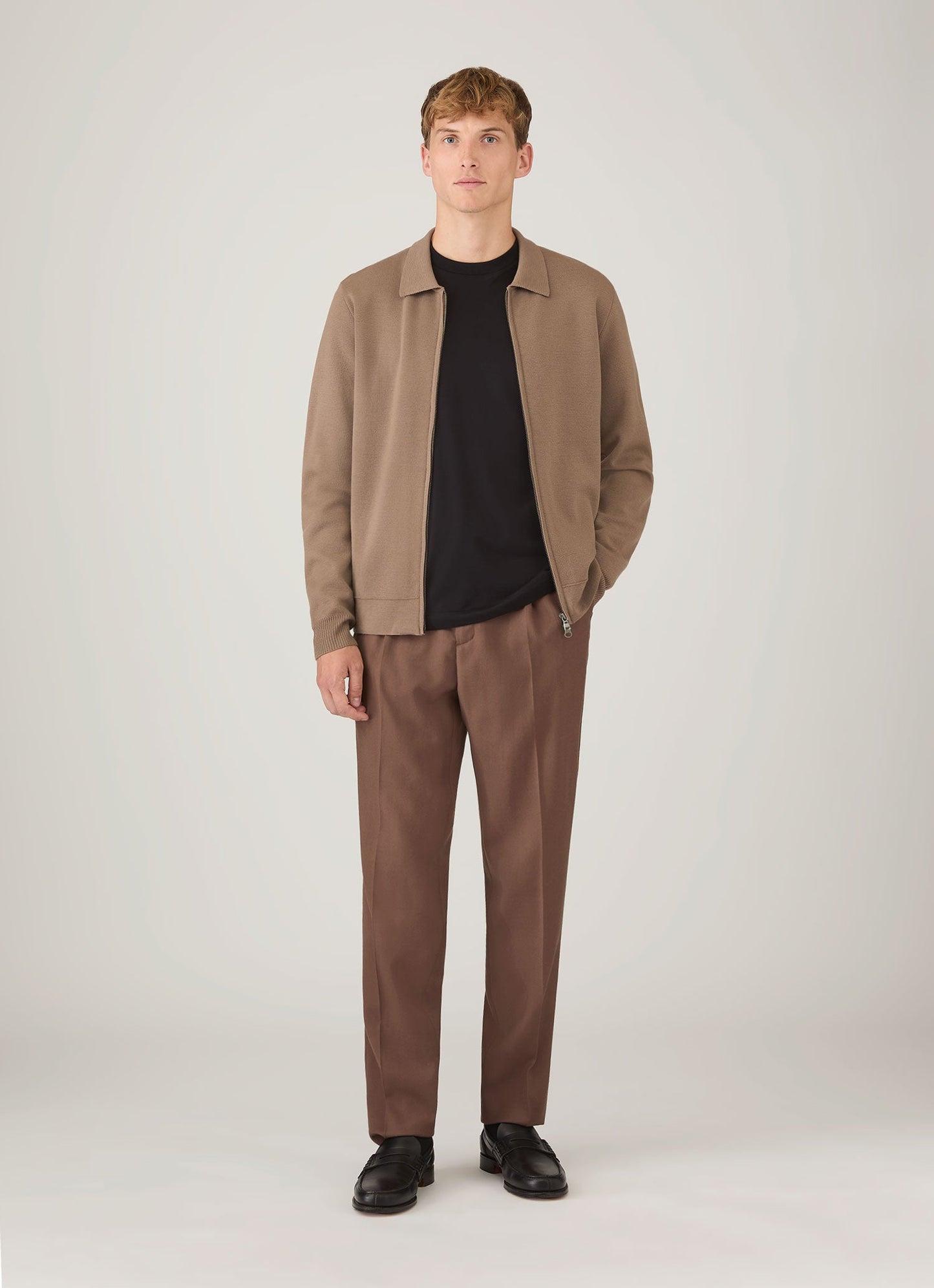 Mens Merino Milano Zip Jacket In Sandstone Mjac8297 Brfc