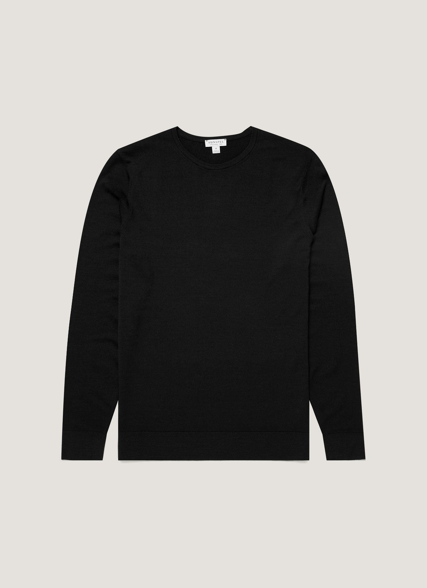Mens Fine Merino Wool Jumper Black Mjum8058