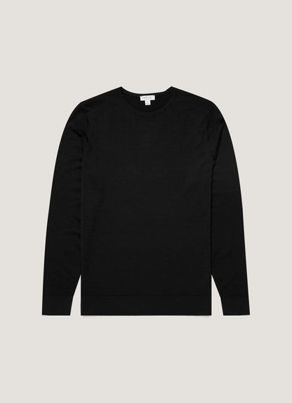 Mens Fine Merino Wool Jumper Black Mjum8058