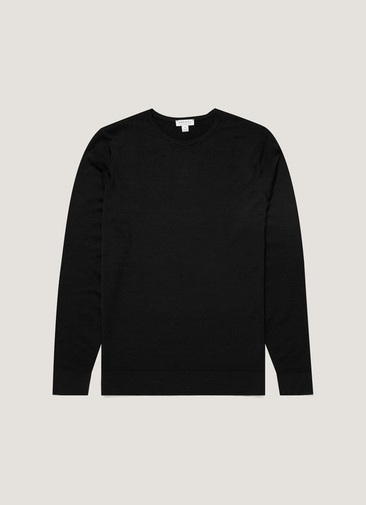 Mens Fine Merino Wool Jumper Black Mjum8058