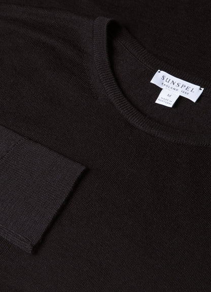 Mens Fine Merino Wool Jumper Black Mjum8058