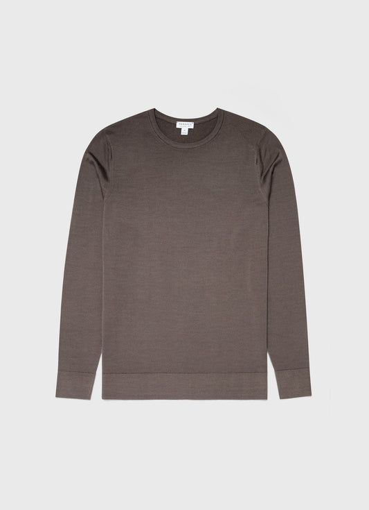 Mens Fine Merino Wool Crew Neck In Cedar Mjum8058 Breh