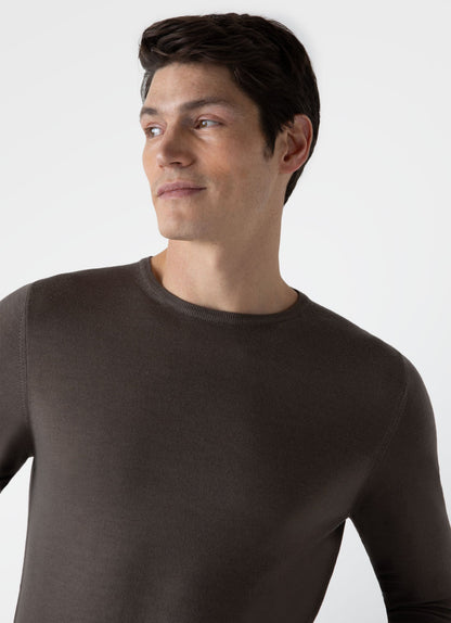 Mens Fine Merino Wool Crew Neck In Cedar Mjum8058 Breh