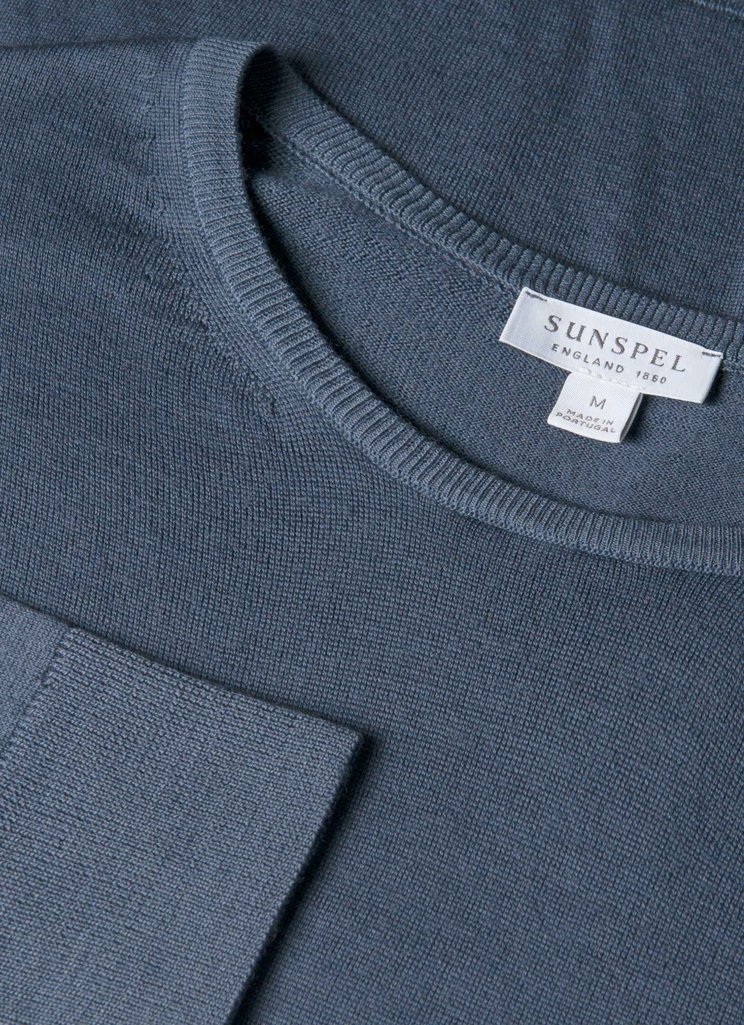Mens Extra Fine Merino Crew Neck In Slate Blue Mjum8058 Buua