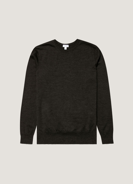Ls Crew Neck Sweater In Charcoal Melange