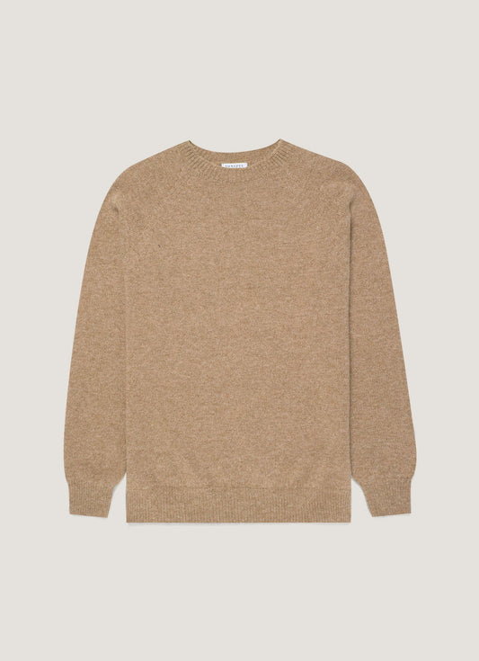 Mens Lambswool Crew Neck Jumper In Sandstone Mjum8066 Brfc