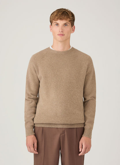 Mens Lambswool Crew Neck Jumper In Sandstone Mjum8066 Brfc