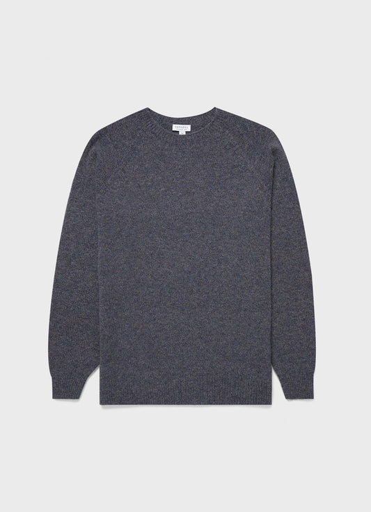 Mens Lambswool Crew Neck Jumper In Slate Blue Twist Mjum8066 Buve
