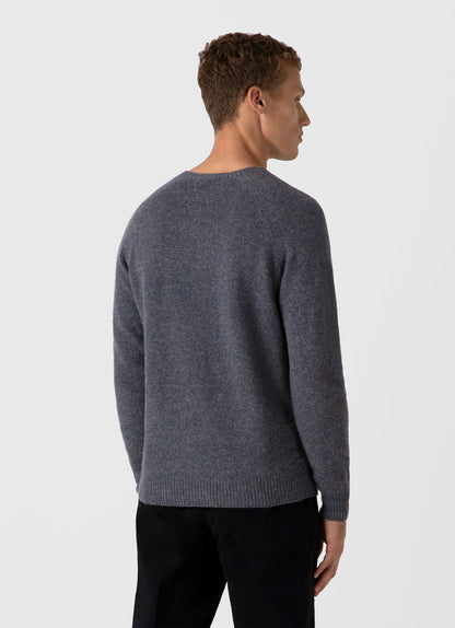 Mens Lambswool Crew Neck Jumper In Slate Blue Twist Mjum8066 Buve