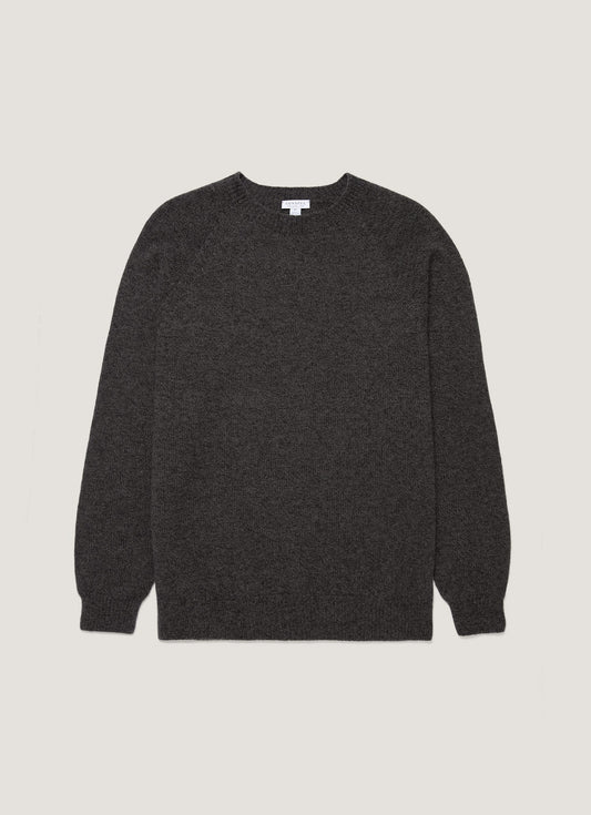 Mens Lambswool Crew Neck Jumper In Dark Green Twist Mjum8066 Gnip