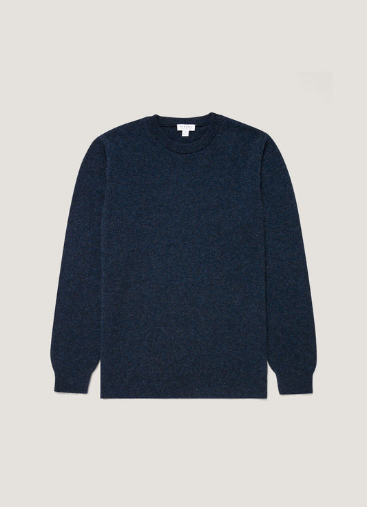 Mens Cashmere Crew Neck Jumper In Navy Melange
