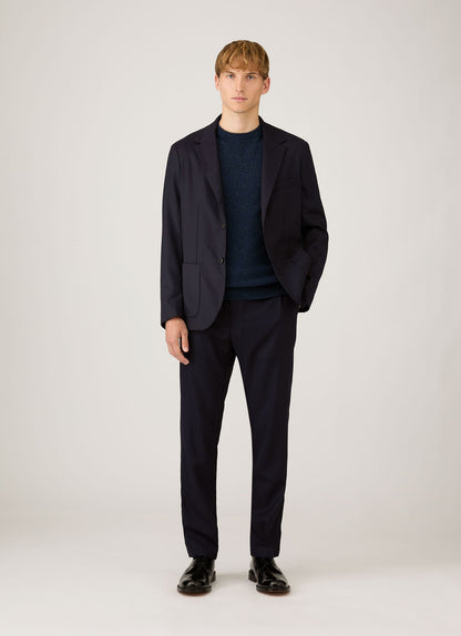 Mens Cashmere Crew Neck Jumper In Navy Melange