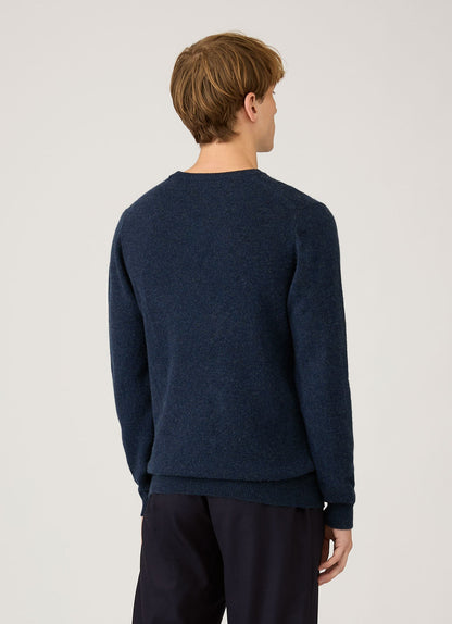 Mens Cashmere Crew Neck Jumper In Navy Melange