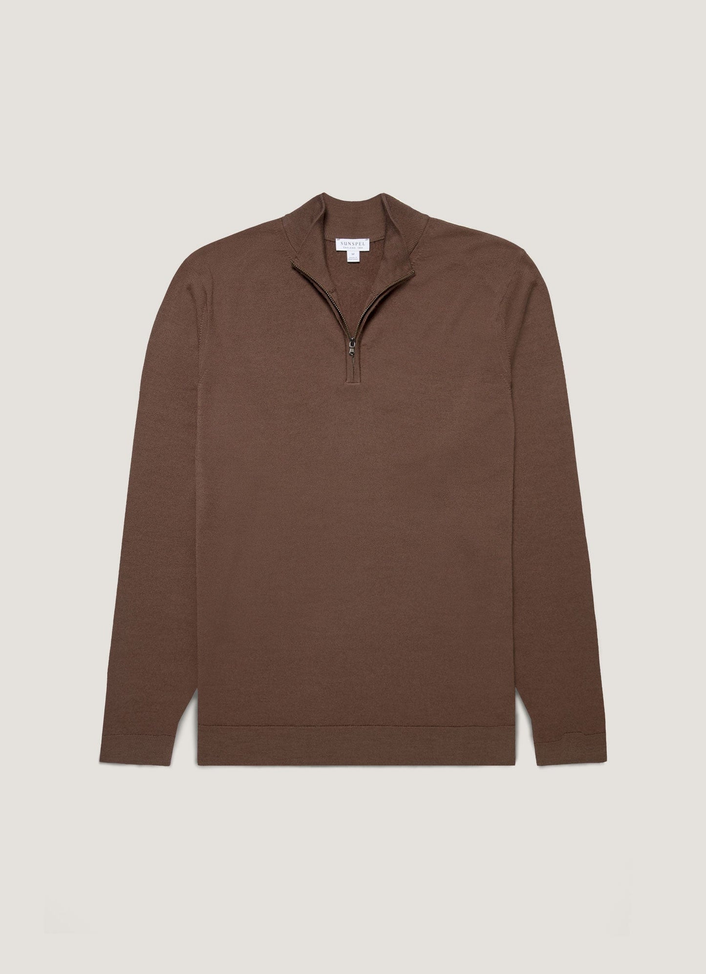 Mens Extra Fine Merino Zip Neck In Bark Mjum8116 Brgc