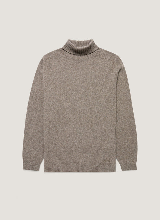 Mens Lambswool Roll Neck In Bark Mjum8129 Brgc