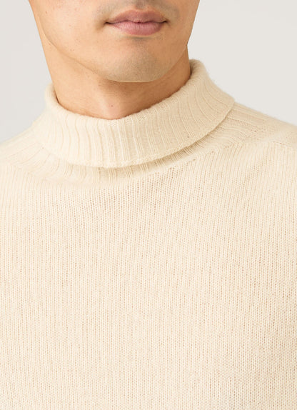 Men S Roll Neck Sweater In Ecru