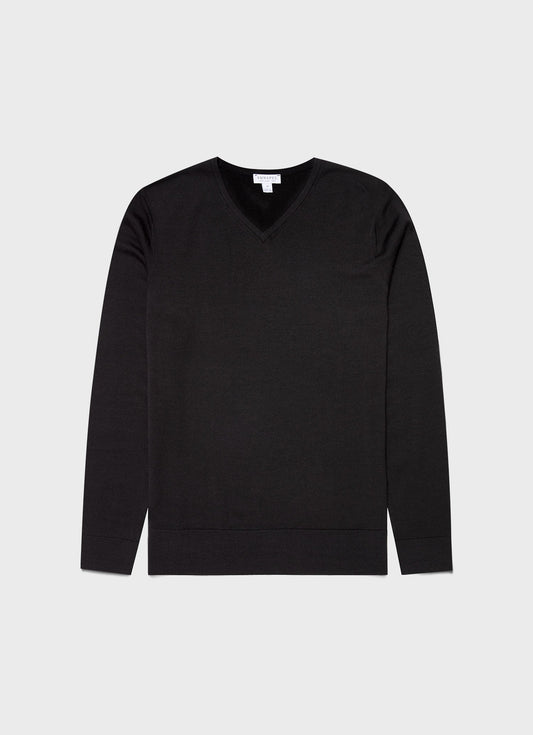 Merino V Neck Jumper Black