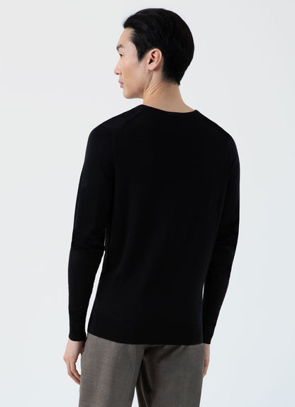 Merino V Neck Jumper Black
