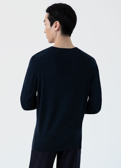Merino V Neck Jumper Light Navy