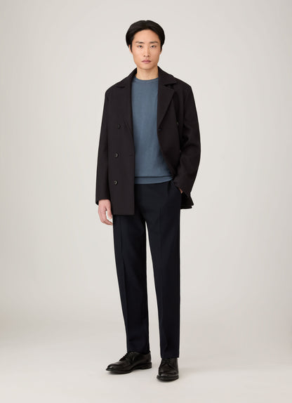 Men's Sea Island Cashmere Crew Neck Jumper in Slate Blue