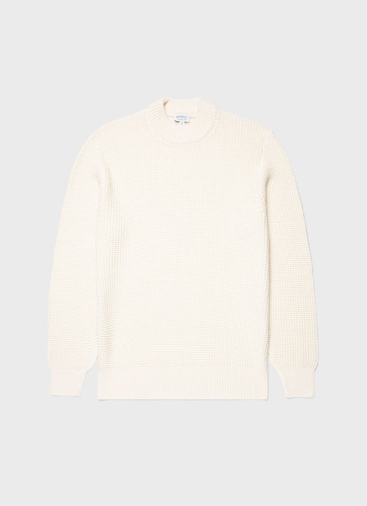 Mens Mariner Mock Neck Jumper In Ecru Mjum8250 Whcr