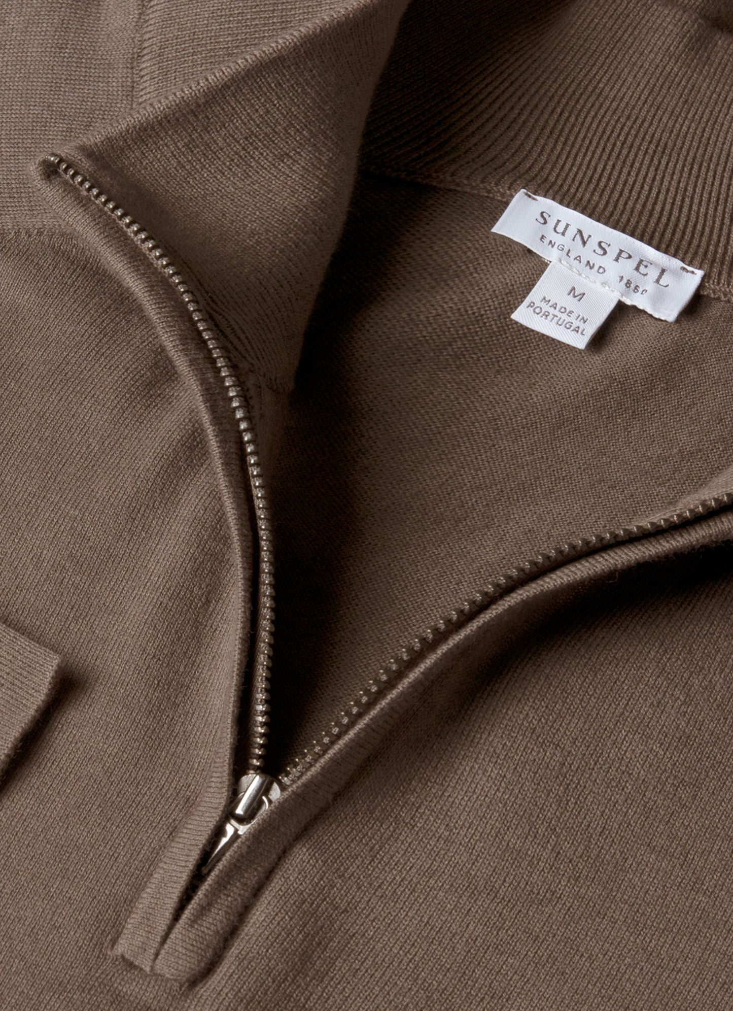 Mens Sea Island Cashmere Half Zip In Bark Mjum8284 Brgc