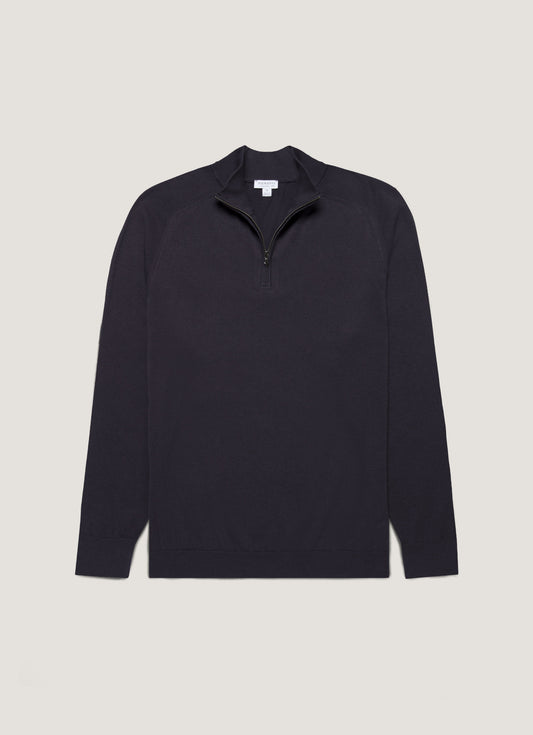 Mens Sea Island Cashmere Half Zip In Midnight Navy Mjum8284 Buvn