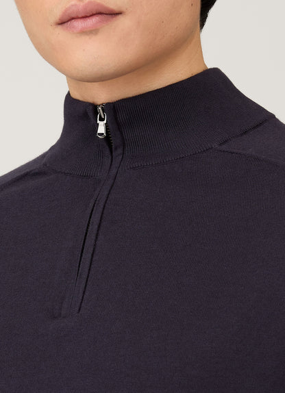 Mens Sea Island Cashmere Half Zip In Midnight Navy Mjum8284 Buvn