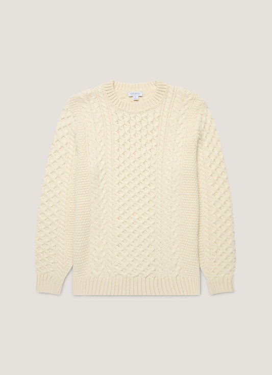 Mens Cable Knit Jumper In Ecru Mjum8286 Whcr